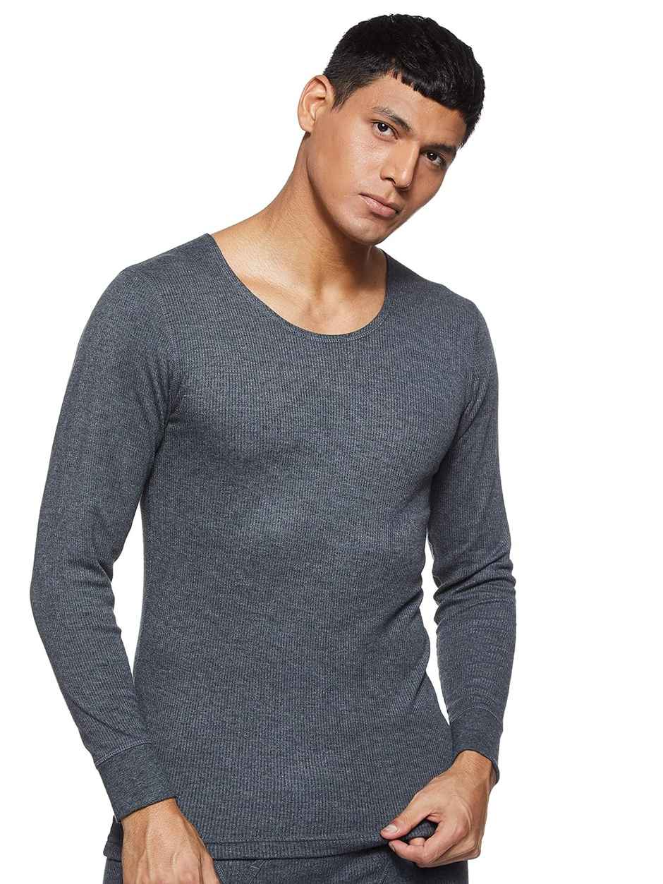 Jockey 2401 Men's Super Combed Cotton Rich Full Sleeve Thermal Undershirt with Stay Warm Technology | Charcoal Melange | M